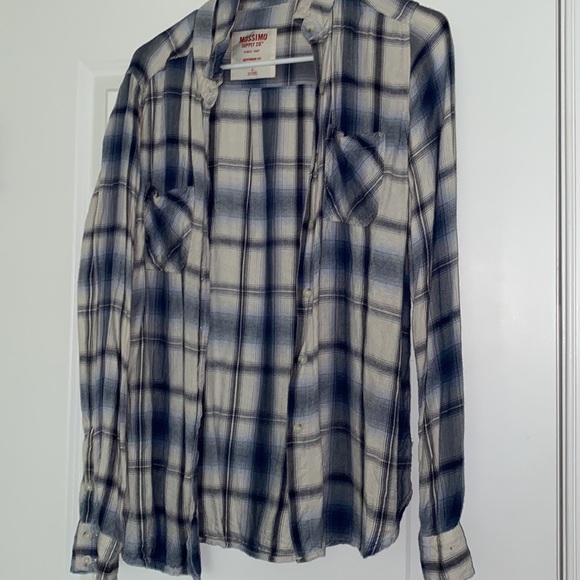Mossimo Supply Co. corte boyfriend blue and white flannel. - Picture 4 of 4